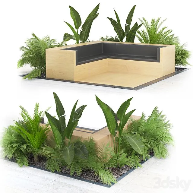 Flowerbed_Palm 3dsMax Model