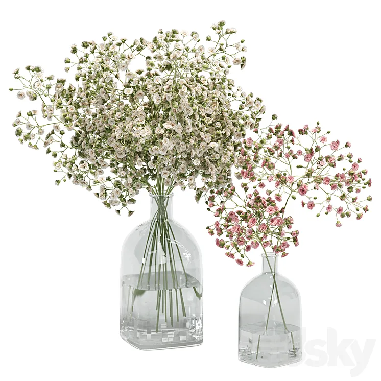 Flowers Bouquet In Glass Vase _ 02 3DS Max Model