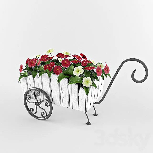 flowers in a wheelbarrow 3ds Max