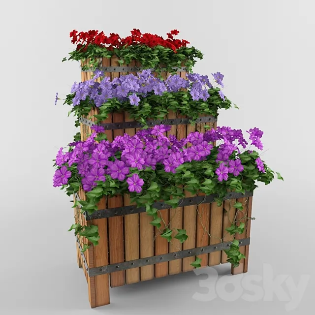 Flowers in boxes 3ds Max