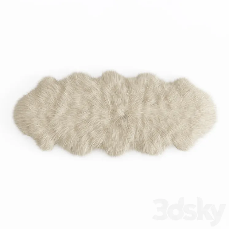 Fluffy decorative carpet made of Icelandic sheepskin fur 3DS Max Model