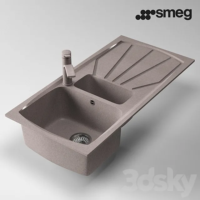 Flush composite sink Smeg LSE1015AV 3DSMax File