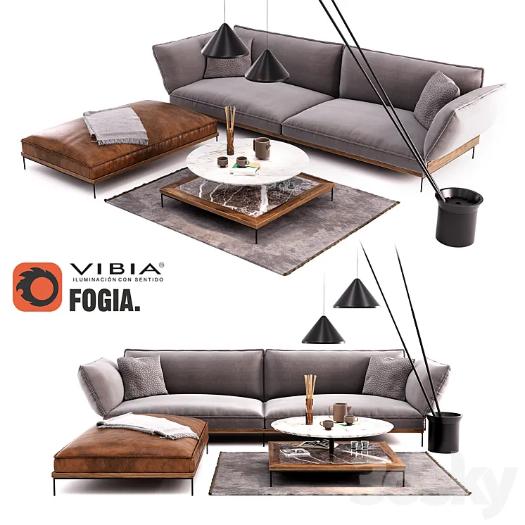 Fogia Jord Sofa Set | Vibia North Floor Lamp 3DS Max