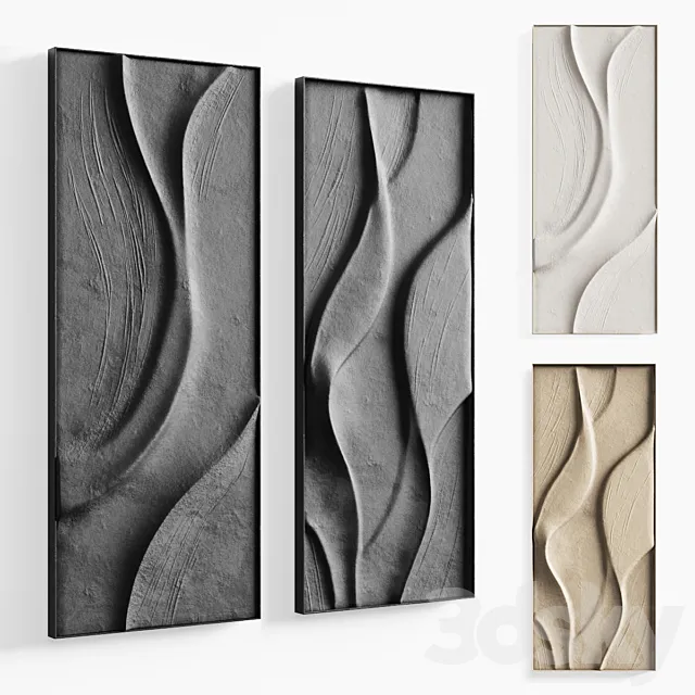 Folded wall art set 02 in three colors 3DS Max Model