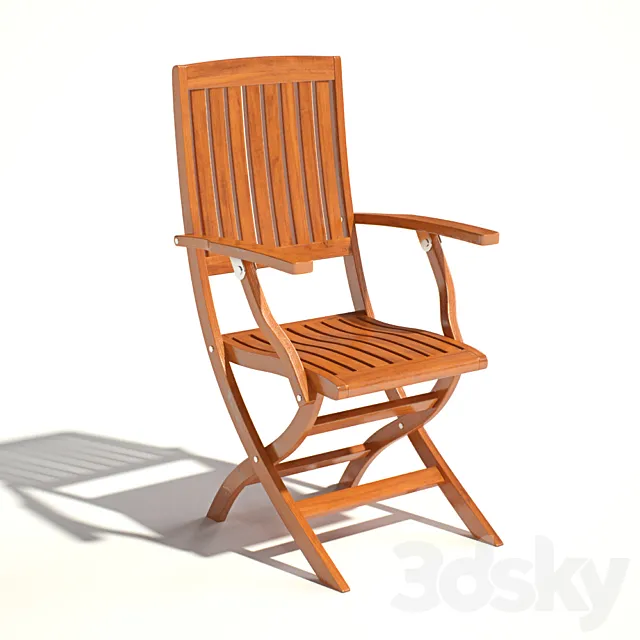 Folding chair Como Teak folding dinning arm chair 3DSMax File