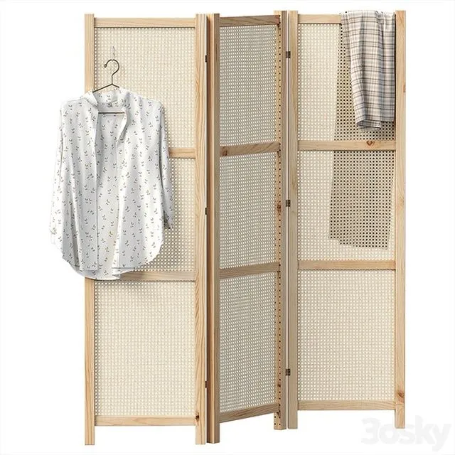 Folding Screen With Rattan Weave 3dsMax Model