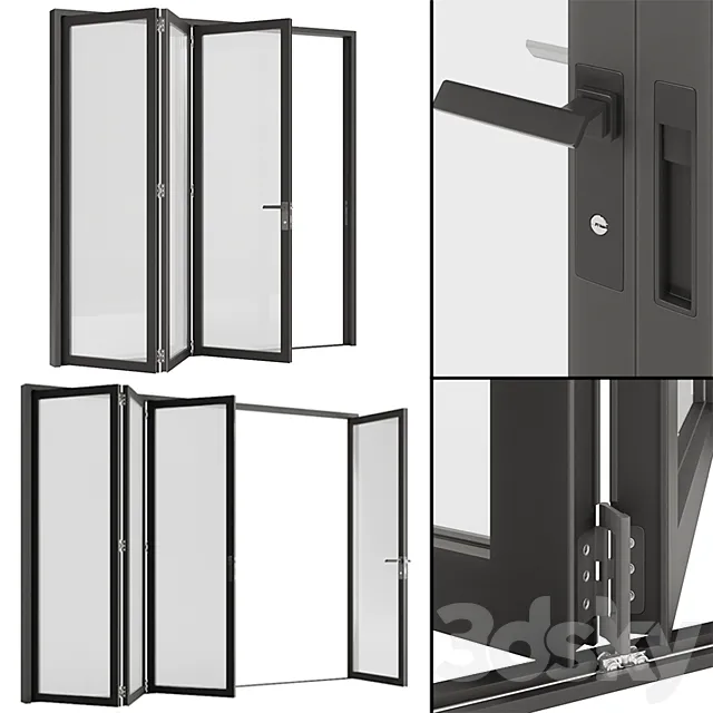 Folding sliding metal doors windows. 3DS Max Model