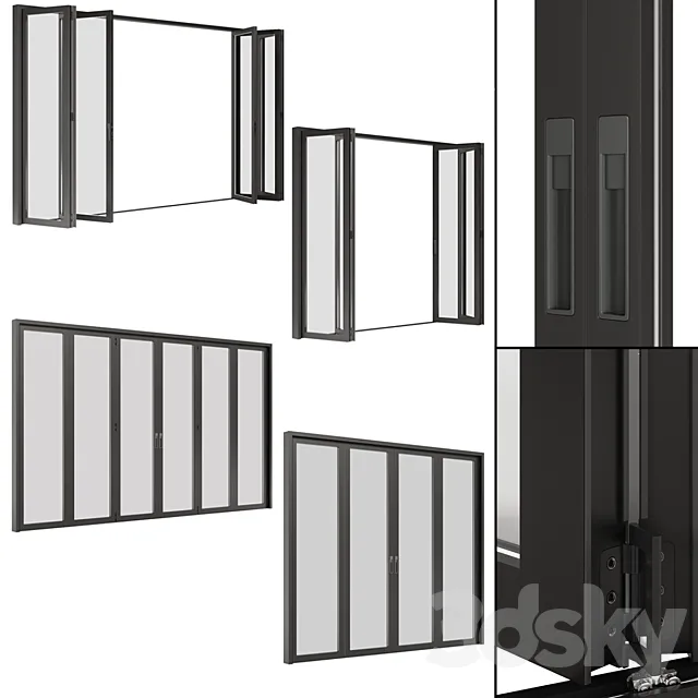 Folding sliding metal doors windows 3dsMax Model