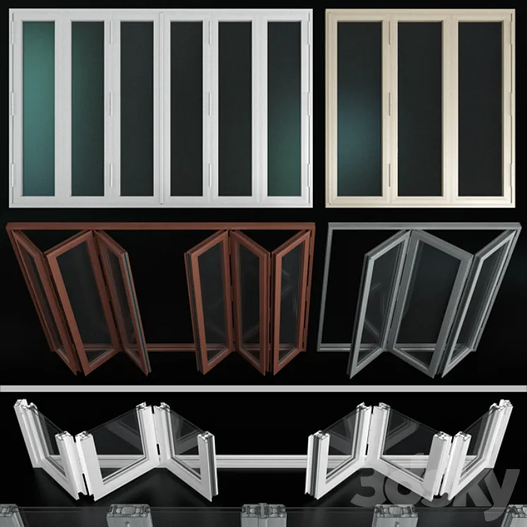 Folding stained Glass Aluminum Doors 3DS Max