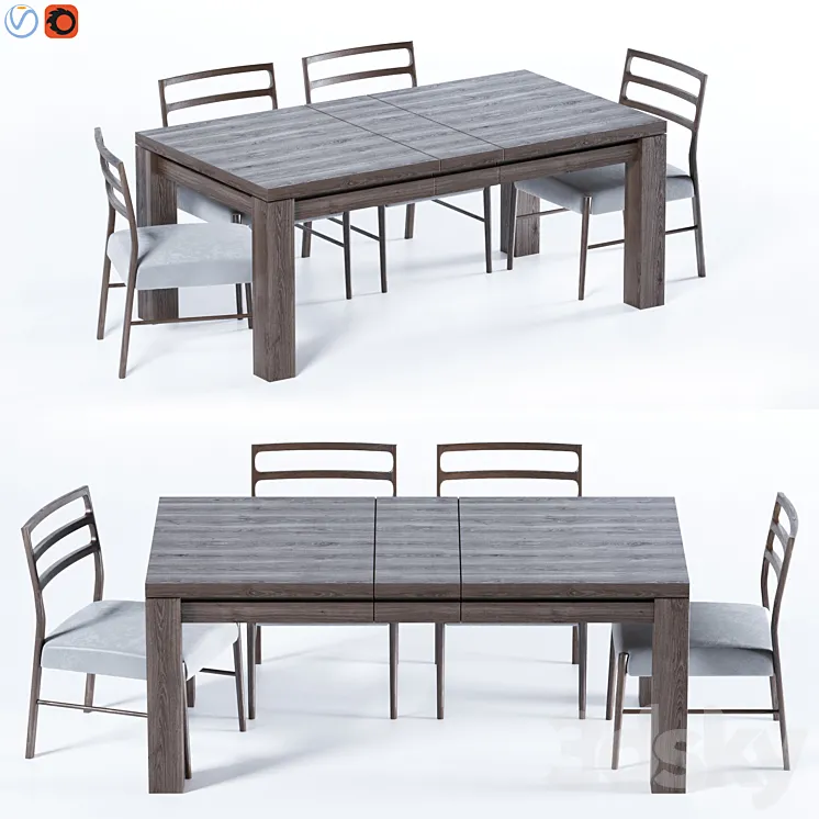 Folsom Storage Extending Dining Table 3DS Max
