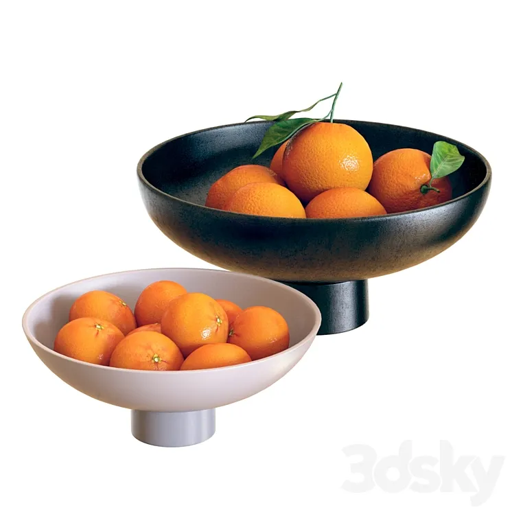 Food Set 04 \/ Bowls with Oranges and Mandarins 3DS Max Model