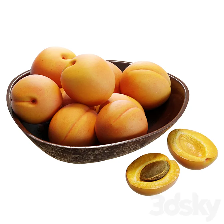 Food Set 13 \/ Bowl with Apricots 3DS Max