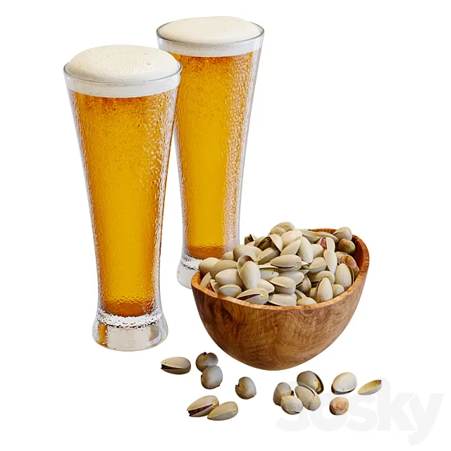 Food Set 20 _ Pistachios and Beer 3dsMax Model