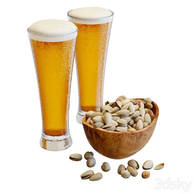 Food Set 20 Pistachios and Beer 3dsMax Model