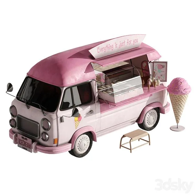 Foodtruck ice cream set 2 3dsMax Model