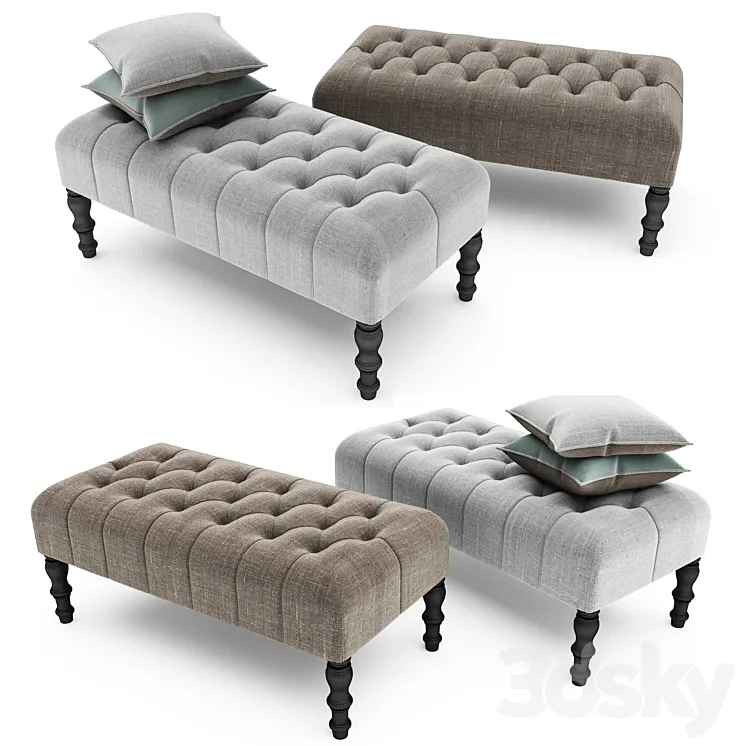 Footstool Upholstered with buttons 3DS Max