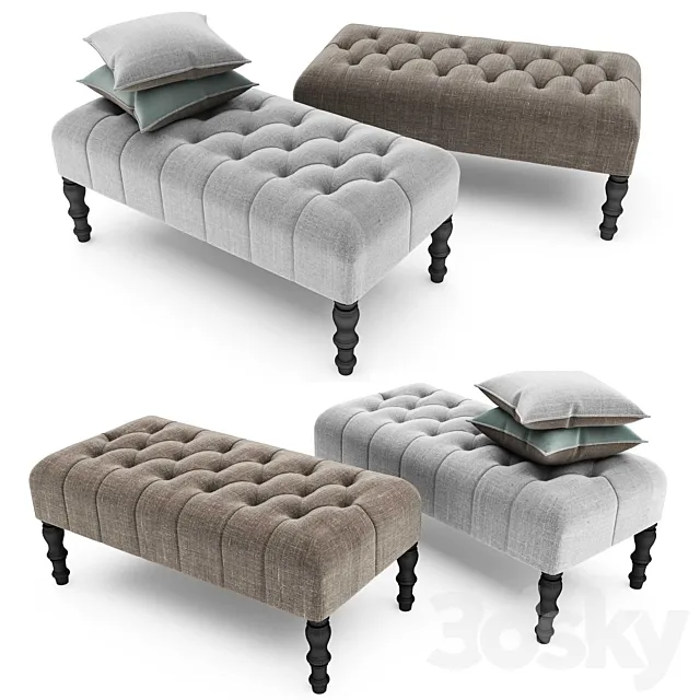 Footstool Upholstered with buttons 3DSMax File