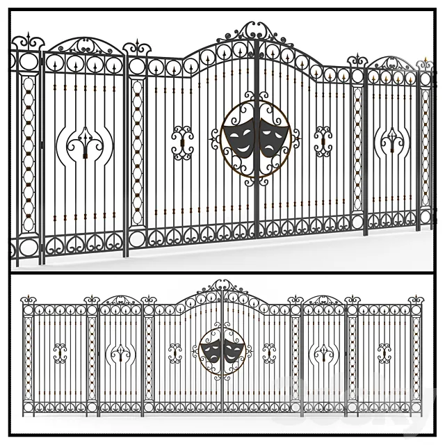 Forged gate with a fence. 3DS Max Model