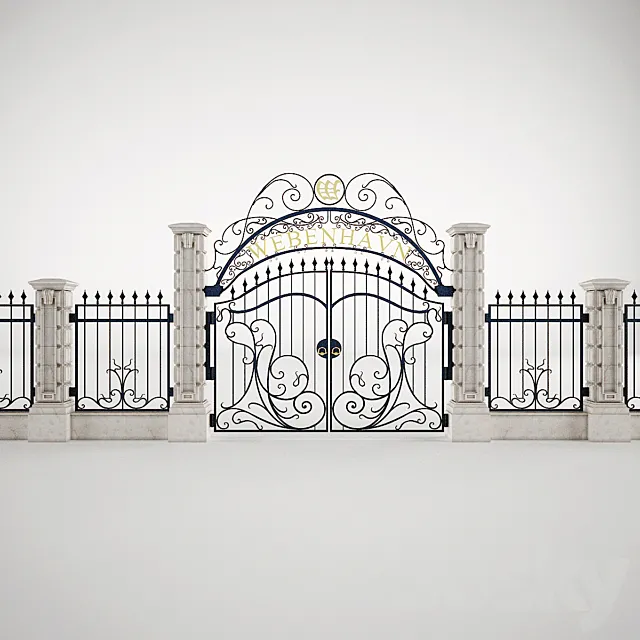 Forged gates + fence 3DS Max Model