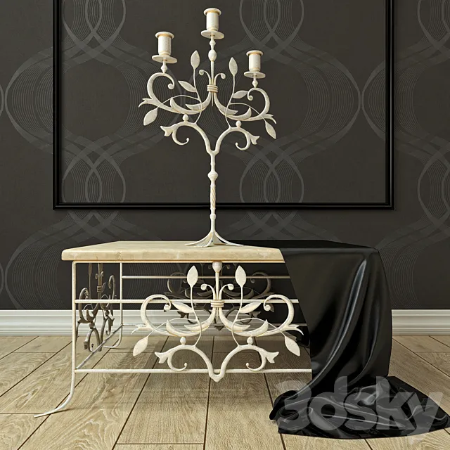 Forged table and the candlestick 3ds Max