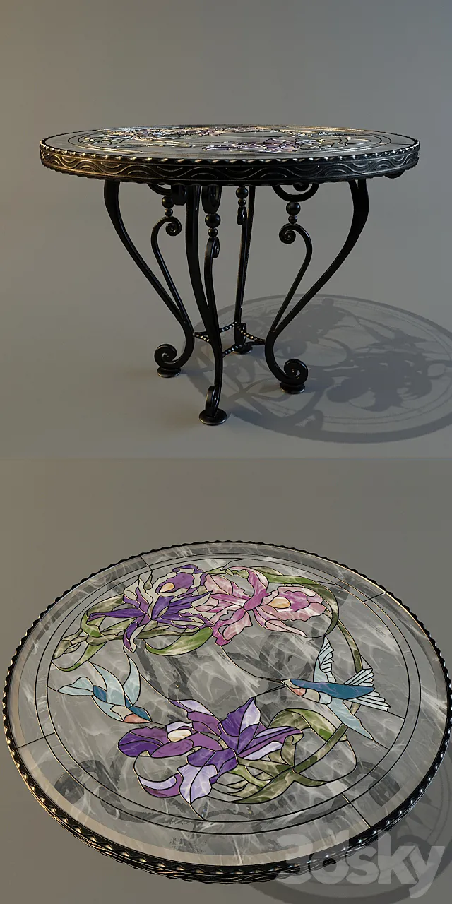 Forged table with vitra?noj tabletop 3DS Max Model