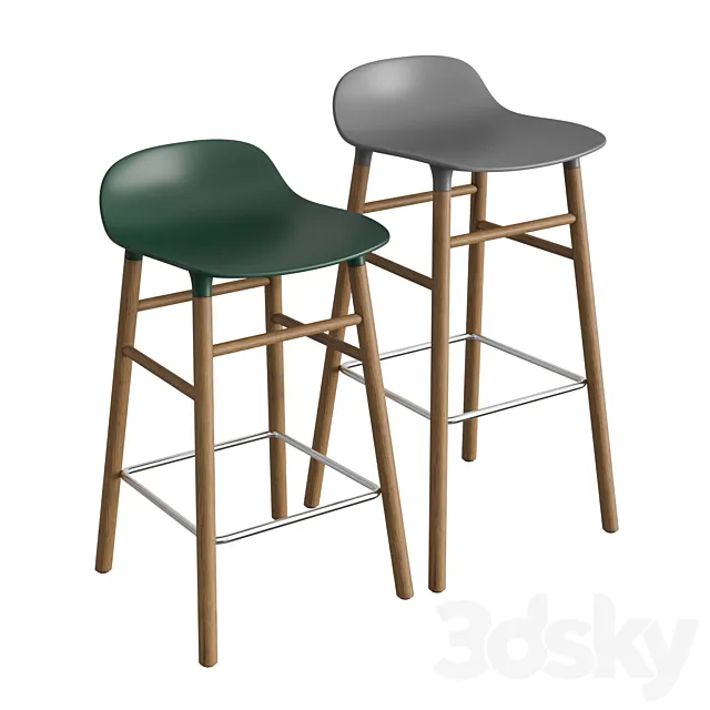 Form Wooden Barstool 3ds Max