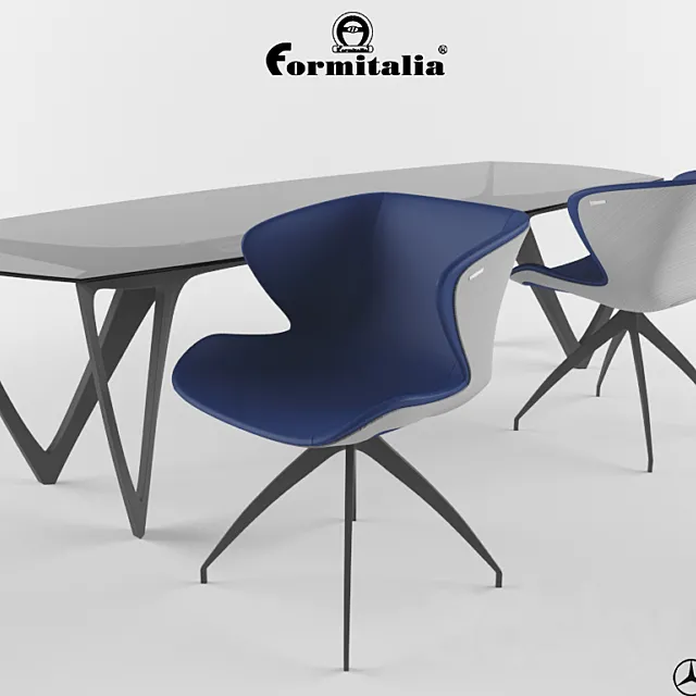 Formitalia “Mercedes-Benz style” Chairs & Table 3DS Max Model