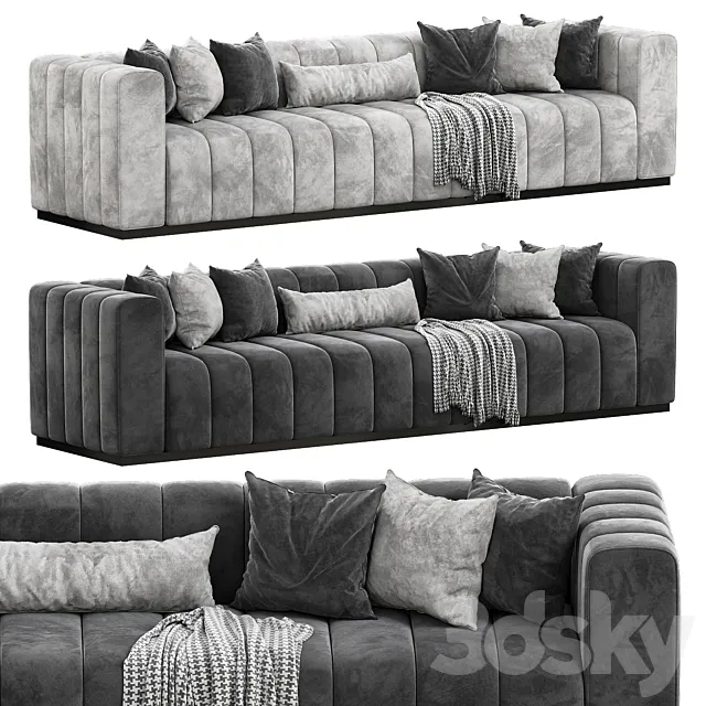 Forte 101 Extra-Large Channeled Charcoal Velvet Sofa 3ds Max