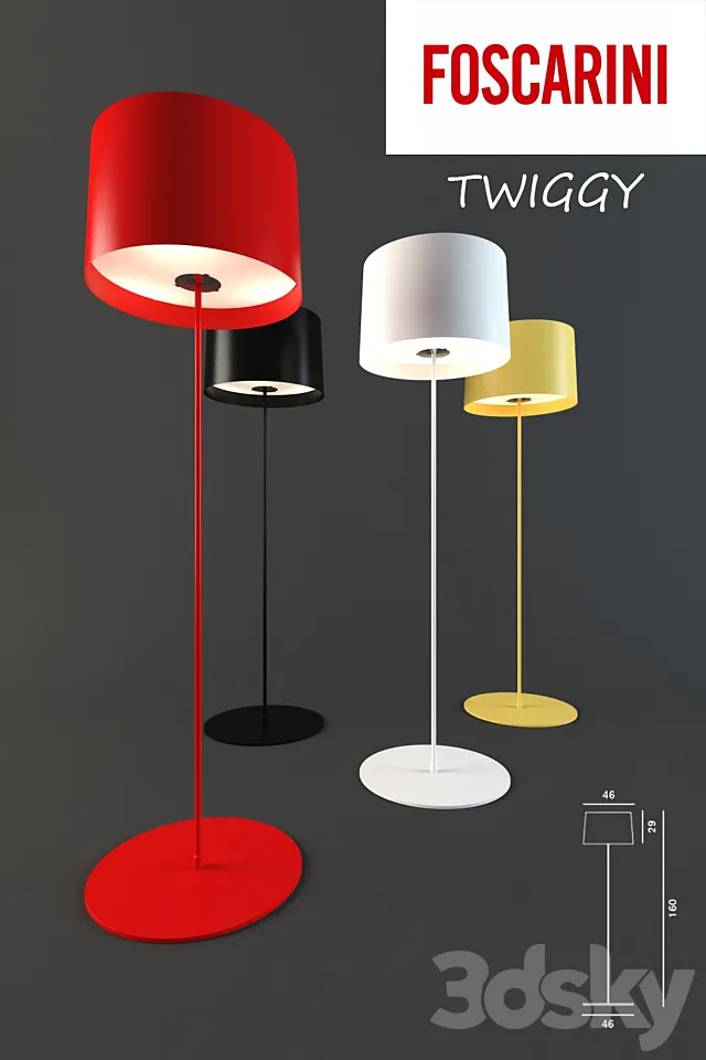 Foscarini “Twiggy Floor Lamp Lettura” 3ds Max