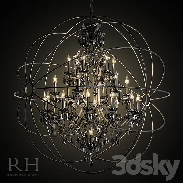 Foucault’s orb smoke crystal chandelier 60 ” 3ds Max