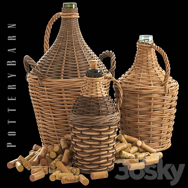 Found Woven Wine Bottle Potterybarn 3ds Max