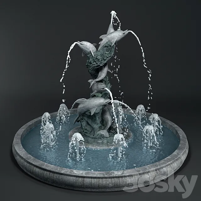 Fountain with dolphins 3ds Max