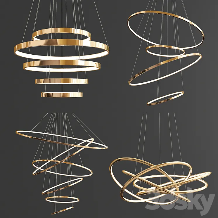 Four Exclusive Chandelier Collection_28 Rings 3DS Max