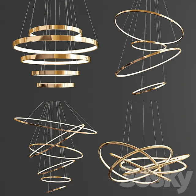 Four Exclusive Chandelier Collection_28 Rings 3DSMax File