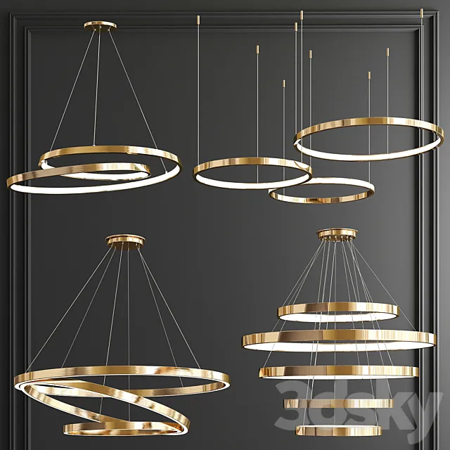 Four Exclusive Chandelier Collection_42 Rings 3ds Max