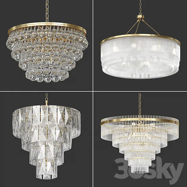 Four exclusive Eichholtz chandeliers 3ds Max