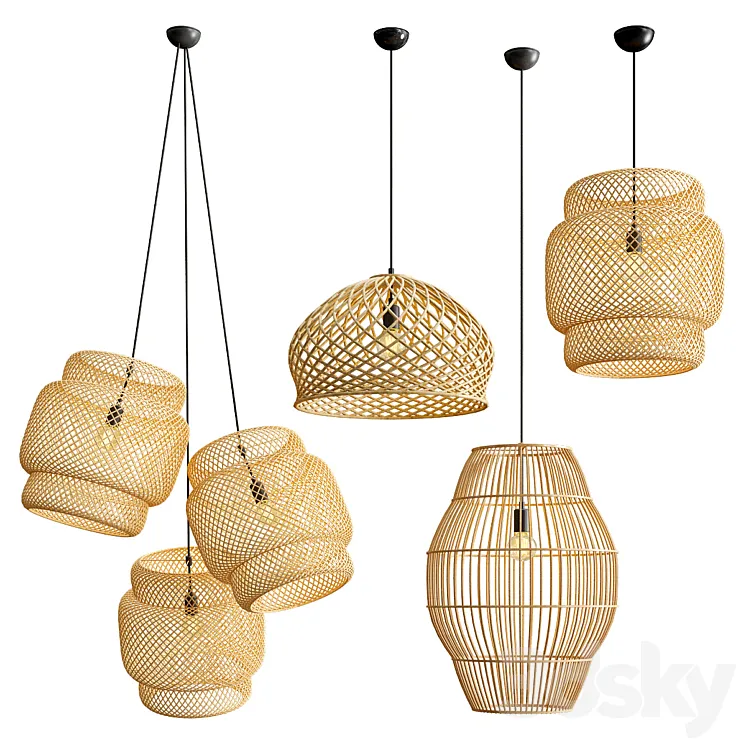 Four Exclusive Pendant Collection_34 Rattan 3DS Max