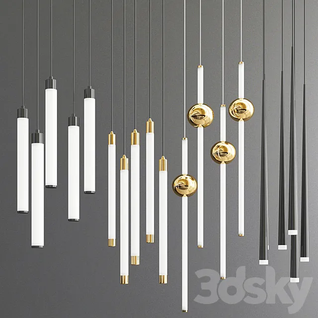 Four hanging lamps 3ds Max