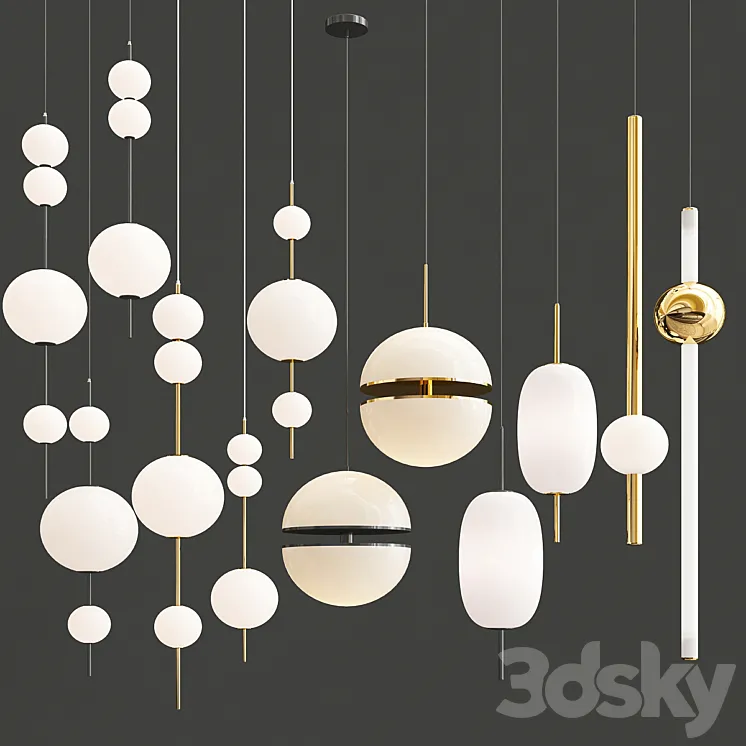 Four hanging lamps 3DS Max
