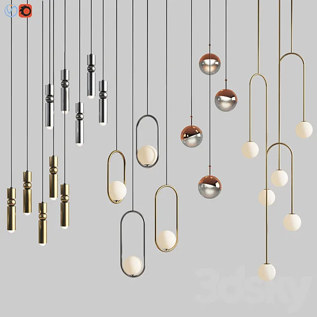 Four Hanging Light Set 01 3DS Max Model