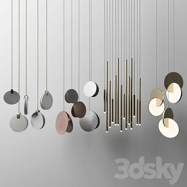 Four Hanging Lights 3 3DS Max Model