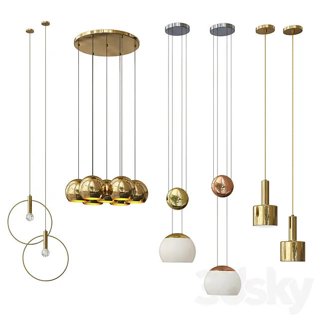 Four Hanging Lights 3ds Max