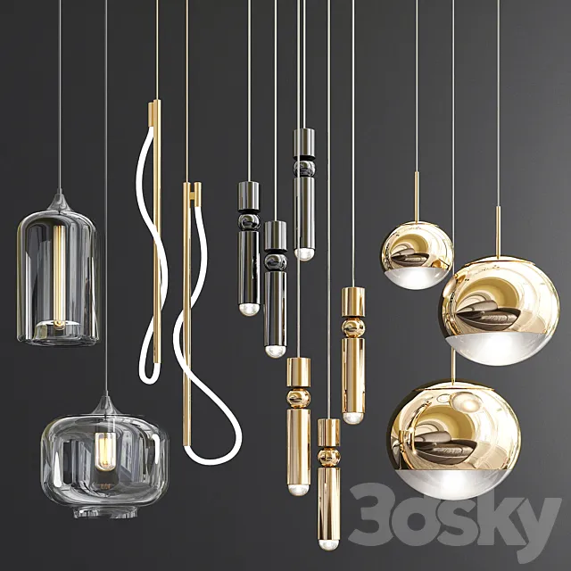 Four Hanging Lights 71 3ds Max