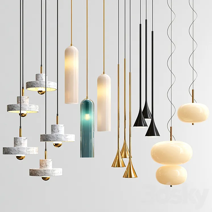Four Hanging Lights_30 Exclusive 3DS Max