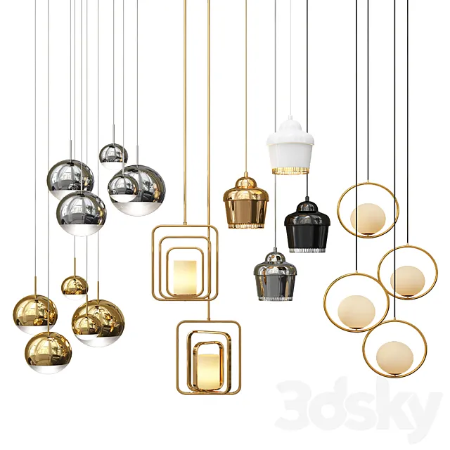 Four Hanging Lights_4 3ds Max