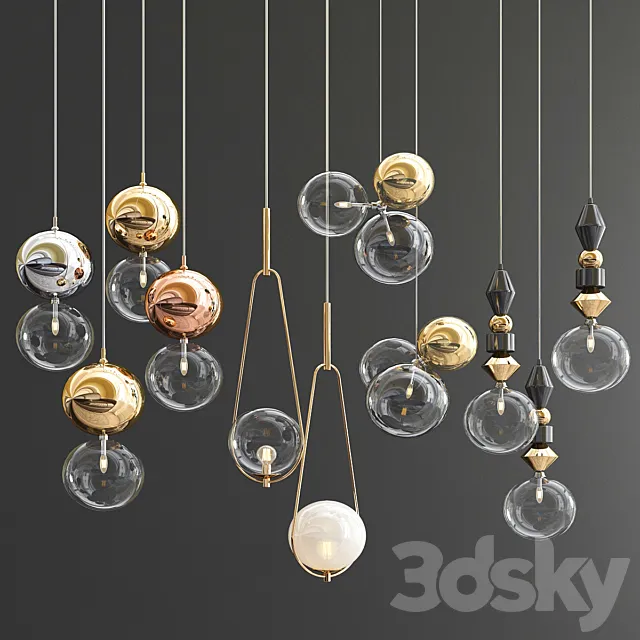 Four Hanging Lights_41 Exclusive Glass Ball 3ds Max