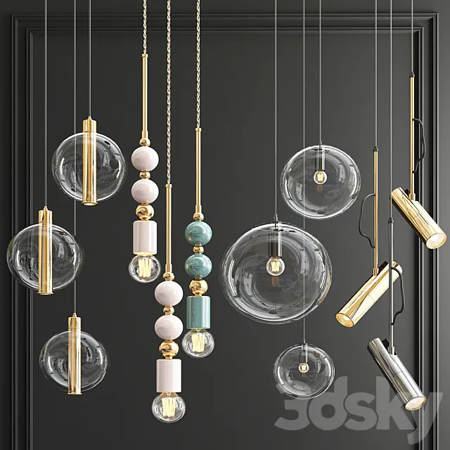 Four Hanging Lights_55 3ds Max
