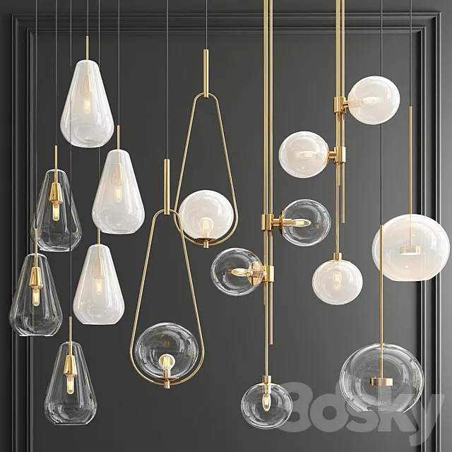 Four Hanging Lights_56 Milk & Clear 3DSMax File