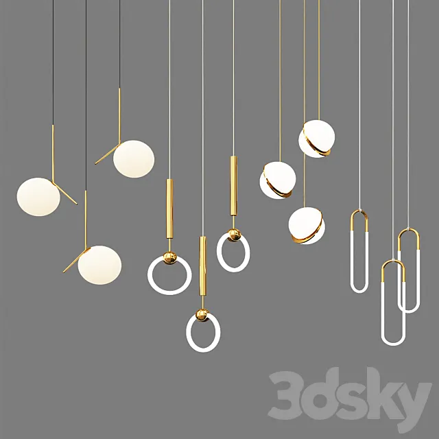 Four Hanging Lights_8 3ds Max