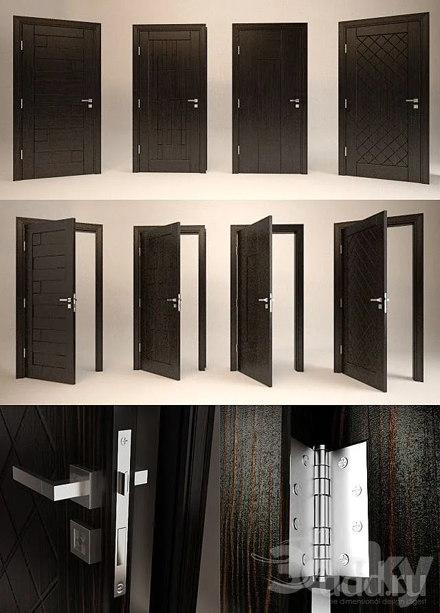 Four Modern Doors 3ds Max